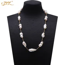 JYX длинная Жемчужина барокко ожерелье Южное море мелкий белый Пресноводный Культивированный барокко жемчужное ожерелье вечерние AAA 16-32"