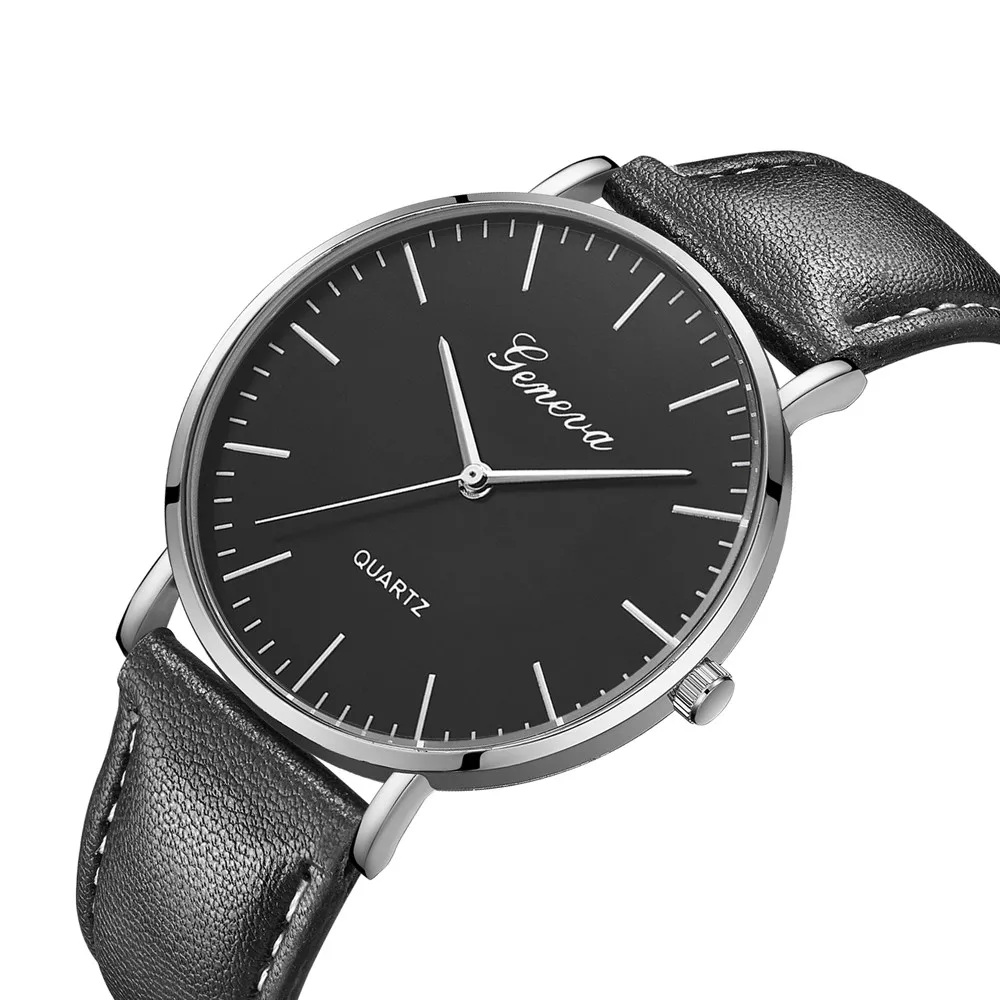 Женские Роскошные ультра-тонкие Geneva модные простые часы Женские Аналоговые кожаные кварцевые наручные часы для отдыха#501