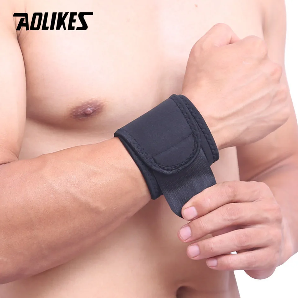 AOLIKES 1 шт. спортивный браслет поддержка запястья ремни обертывания для велоспорта бег Тяжелая атлетика фитнес тренажерный зал теннис повязки на руку