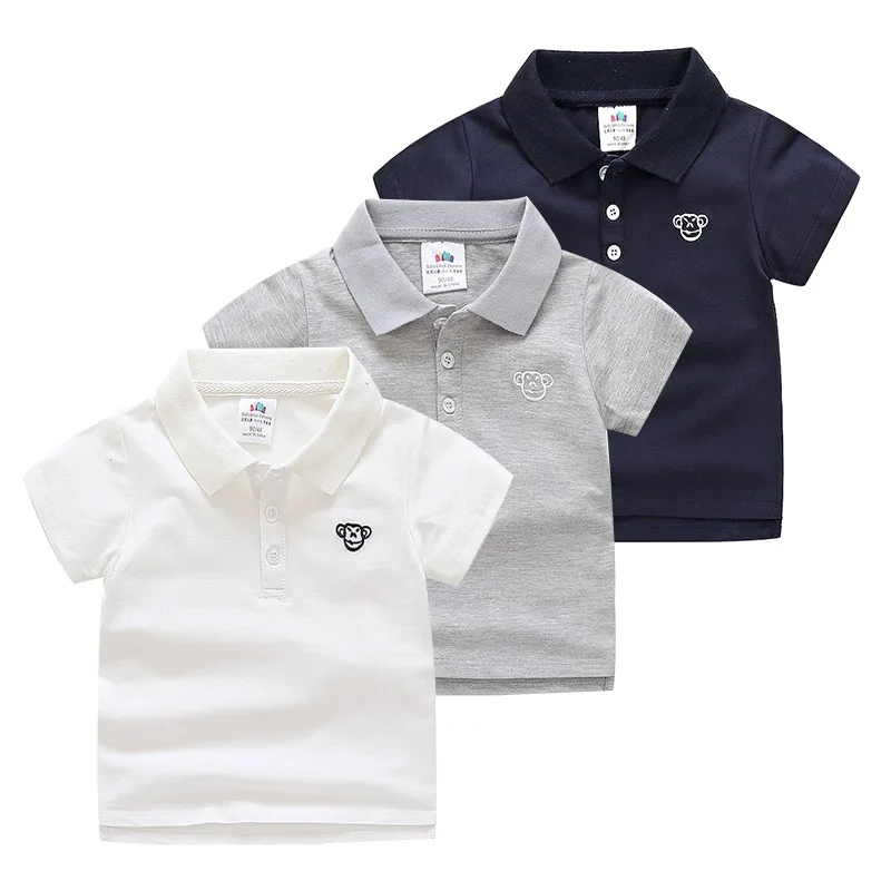 

2018 Summer 2-12T Kids Children's Birthday Gift Cotton Short Sleeve Solid Color White Navy Blue Gray Monkey T Shirt Boy 12 Years