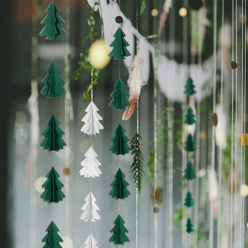

2020 10 Stereo Mini Small Christmas Tree Paper String Pull Flower Hanging Flag Christmas Decorations Party Arrangement Supplies