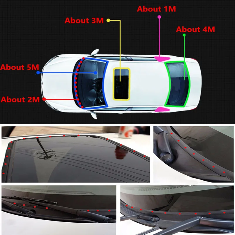 5 м резиновое уплотнение прокладки Накладка для автомобиля передний задний лобовое стекло люк уплотнитель