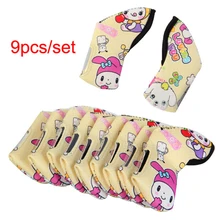 Клюшки для гольфа железные Головные уборы 9 шт./компл. дуплекс печать клюшки для гольфа головной убор мультфильм узор Железный чехол