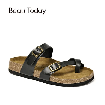 

BeauToday Summer Lady Slippers Cow Leather Fashion Design Casual Flat Heel Women Shoes Handmade 34008