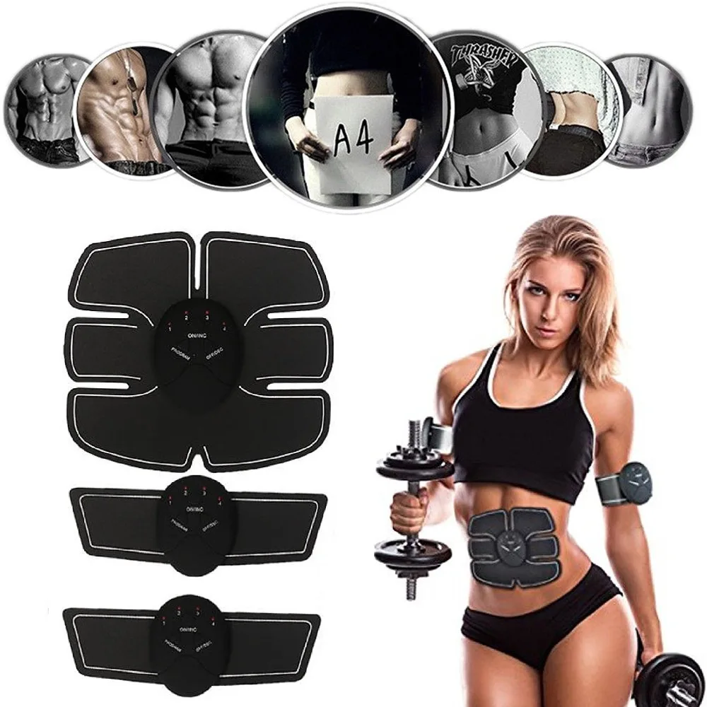 Vibration Fitness Massager Abdomen Trainer Battery Electronic Muscle Exerciser EMS Wireless Stimulator