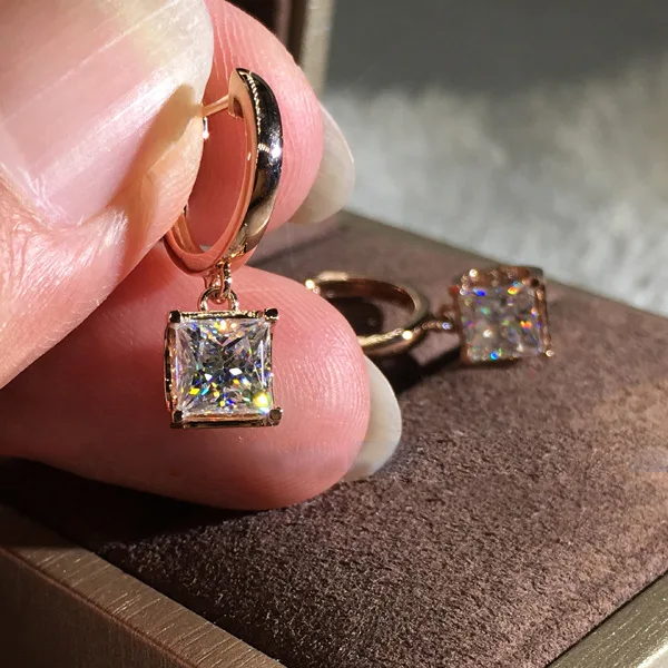 Серьги-капли в виде принцессы, 1ct, AAAAA, Sona, cz, Настоящее серебро 925 пробы, массивные, вечерние, свадебные, висячие серьги для женщин, ювелирное изделие