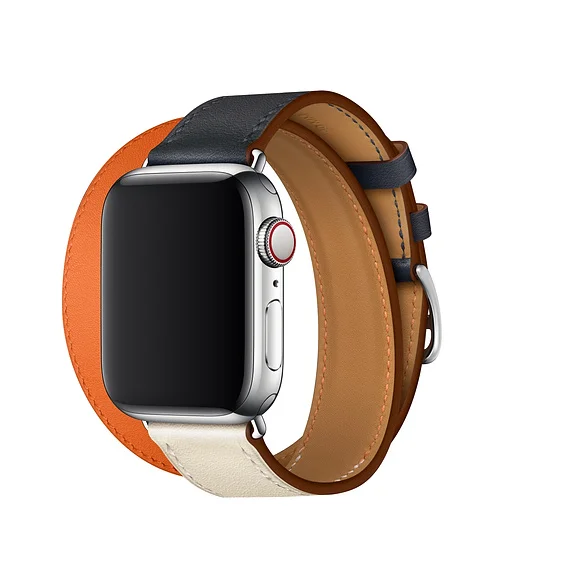 

Newest mix color Double Tour Genuine Leather Wrist Band For Apple Watch strap series 5 4 3 2 1 herm 40mm 44mm 38mm 42mm