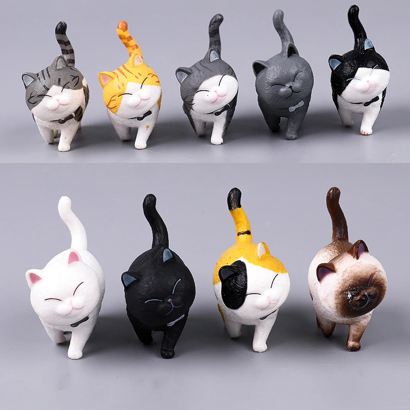 

9pcs Cartoon Cute Cat Figurine Miniature Lifelike Kitten Animal Decoration Mini Fairy Garden Statue Craft Home Car Decorative