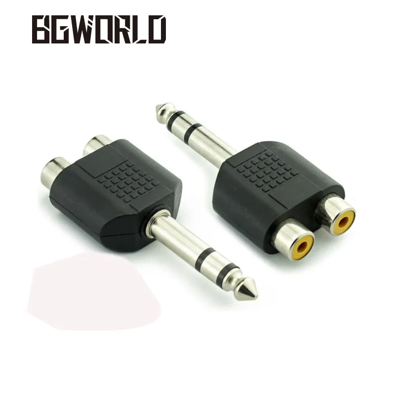 RCA Phono Male To.6.35mm 1//4/" Female Audio AV Adapter Converter Connector Plug