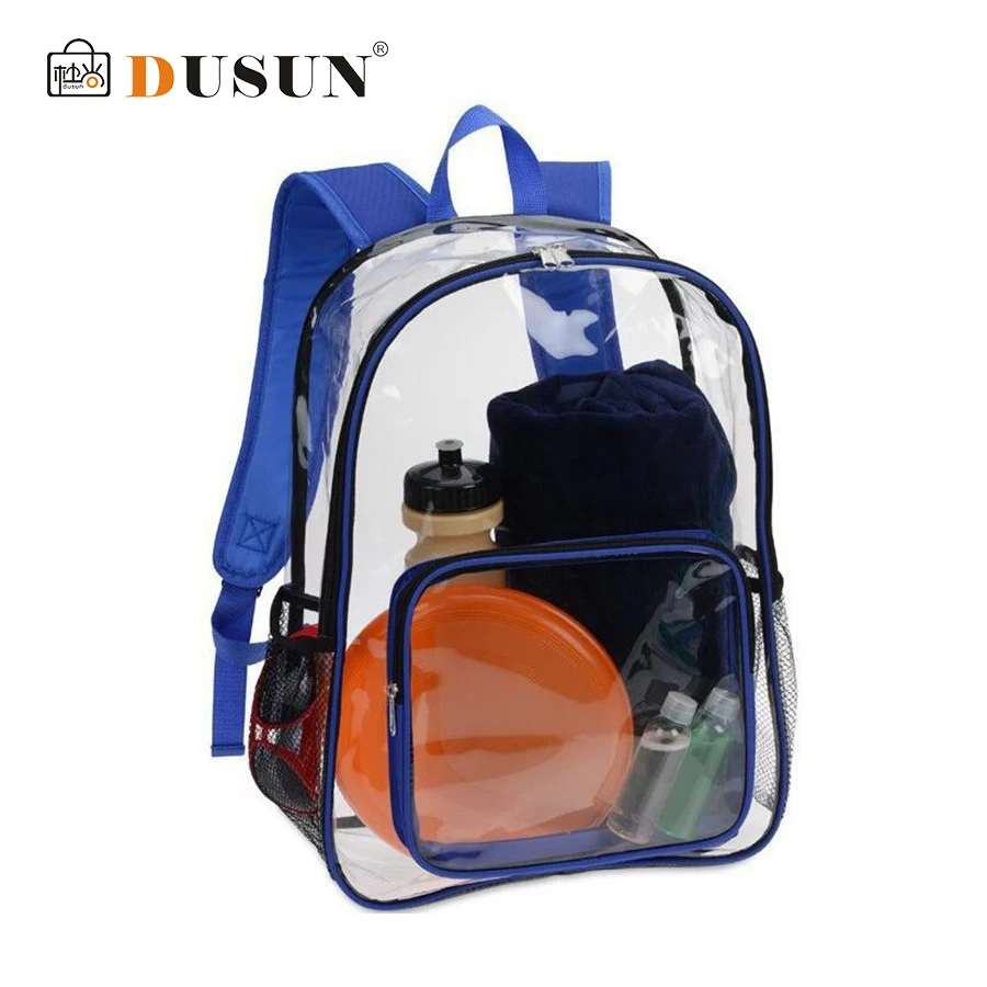 

DUSUN Fashion Women Blue Clear Backpack Waterproof PVC Transparent Backpack Design Beach Bag for Teenage Girls School Travel Bag