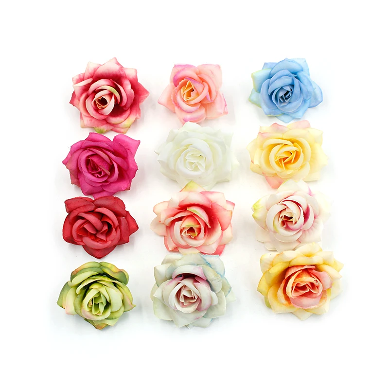 New 10pcs 6cm Artificial Flower High Quality Silk Rose Head Wedding Home Decoration DIY Flower Wall Scrapbook Gift Box