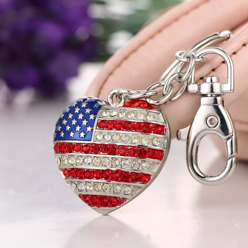 

2017 NoEnName_Null new popular fashion American flag style love key chain wallet & bag buckle holiday birthday gift