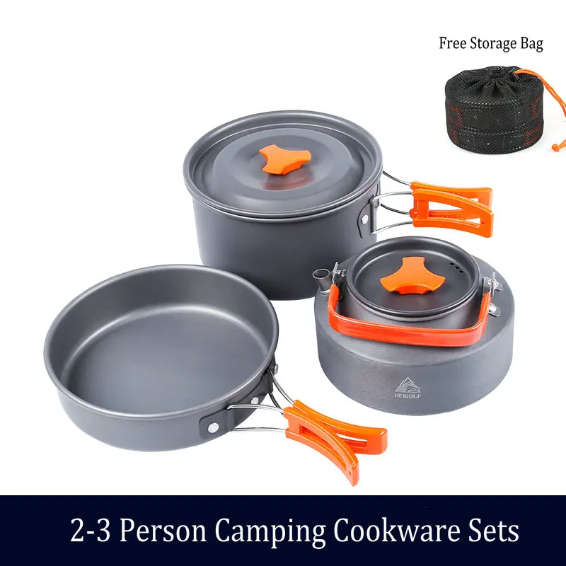 Hewolf al aire libre pot kettle de utensilios de cocina de aluminio plegable vajilla senderismo picnic camping cocina equipo para picnic