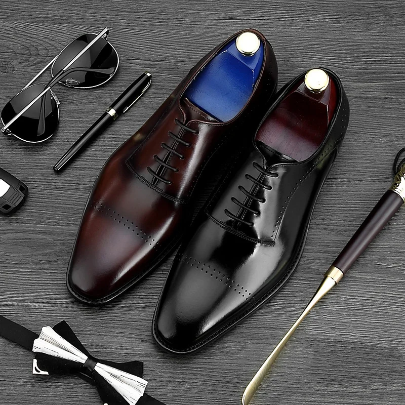 Preto Sapatos Dos Clássicos Hot De Couro Vestido Formais Homens Dedo Mycolen Homme marrom Sapatas Do Sale Designer Pé Soulier Pontas Oxford Genuíno Italiano nw1TdqTY4I