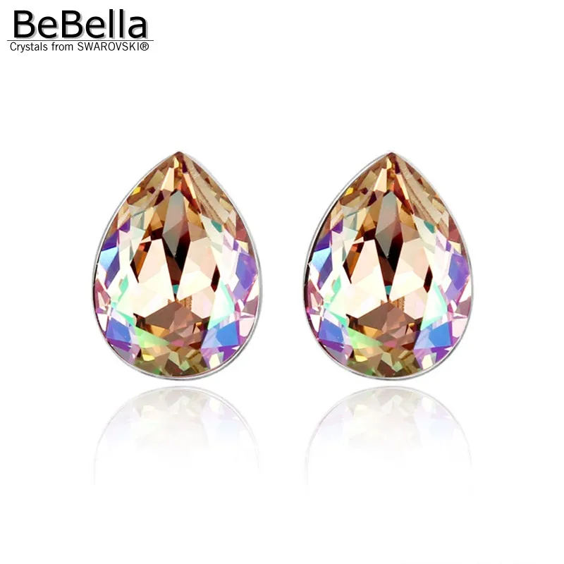 BeBella маленькая серьга-гвоздик капля 0,8 см, серьги с кристаллами Swarovski для женщин, девушек, жены, модное ювелирное изделие, Рождественский подарок - Окраска металла: Crystal LUMG