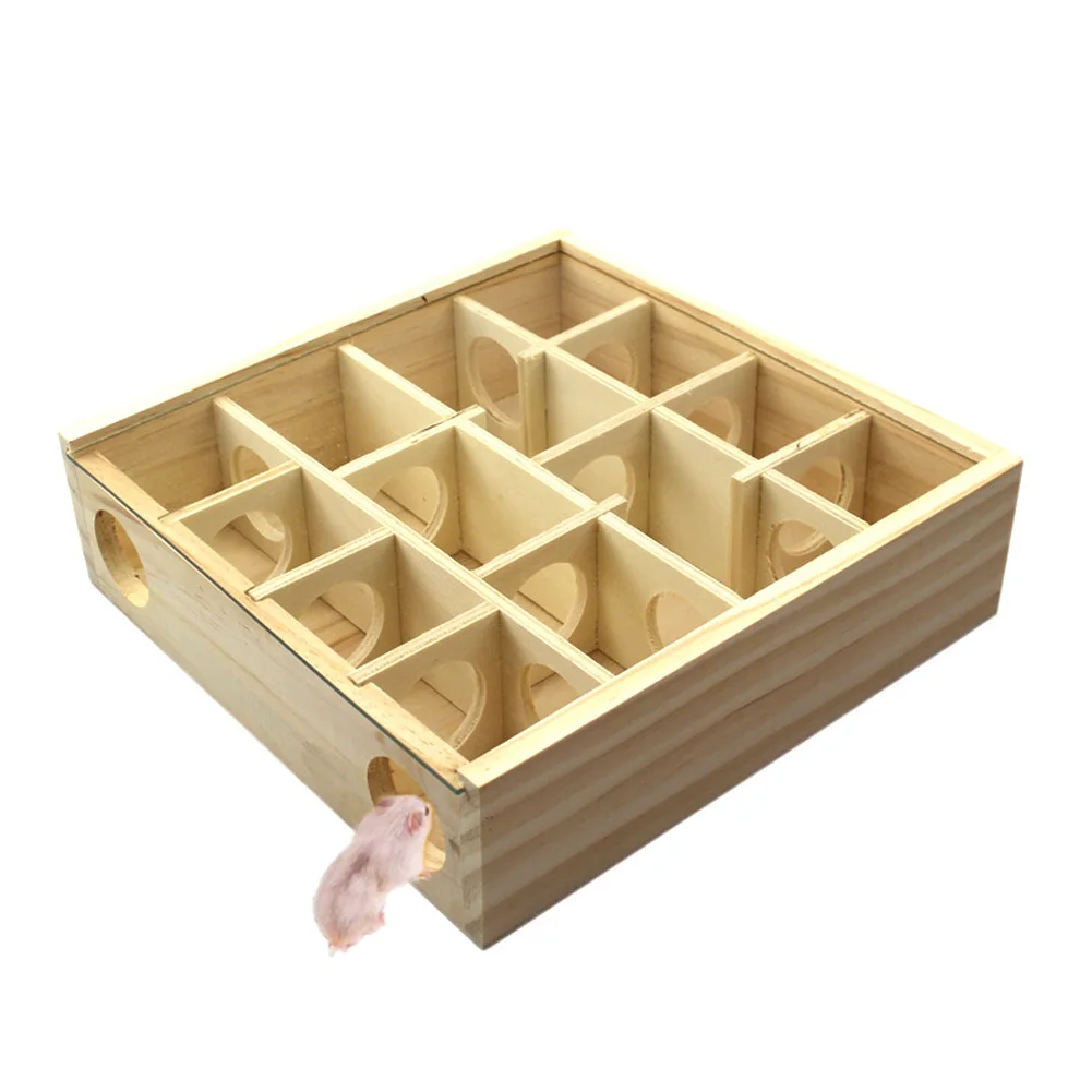 Wooden Maze Toy 13 Grids Hamster Tunnel Labyrinth House for Small font b Pet b font