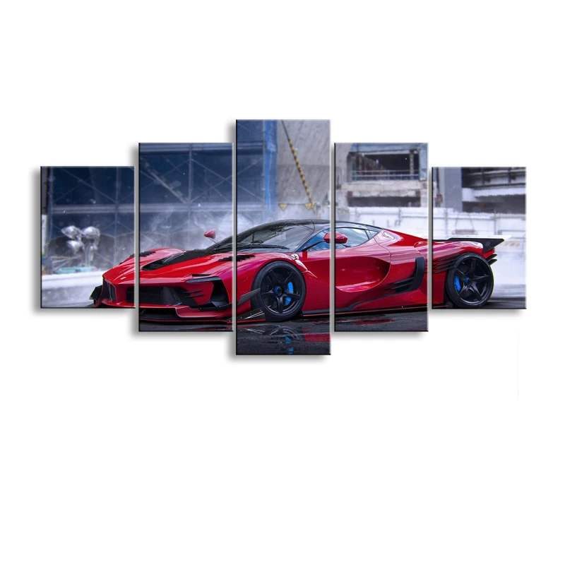 

5 pieces high-definition print sports car canvas oil painting poster and wall art living room picture C5-009
