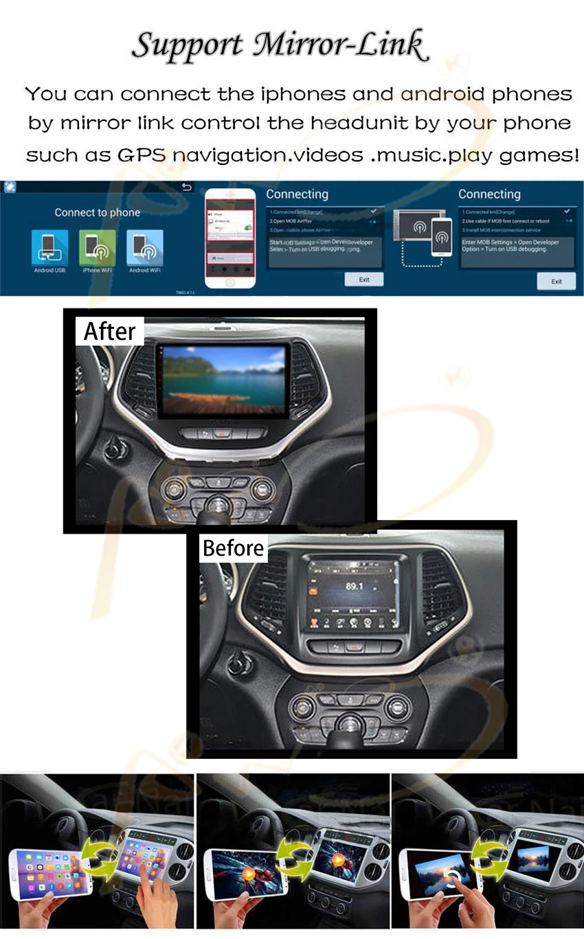 Discount Android 8.1 Car Radio GPS for Jeep Cherokee Car Multimedia Player Head Unit Video Stereo Silver with Wifi Bluetooth 5