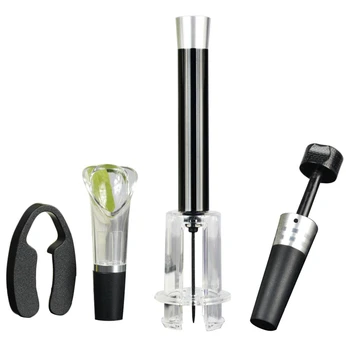 

4pcs/set Red Wine Opener Air Pressure Cork Popper Bottle Pump Corkscrew Screw Out Tool Home Kitchen Pouring Stopper Gift