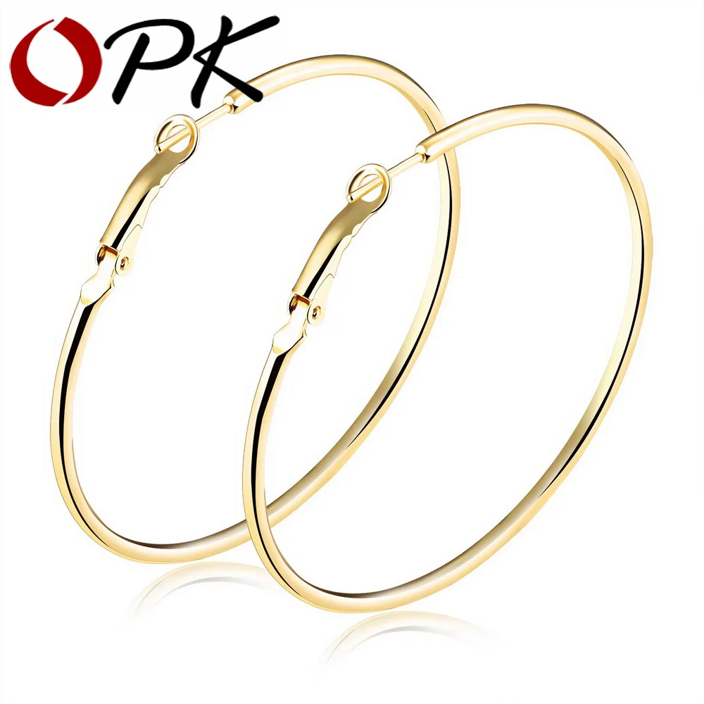 ОПК преувеличенные круглые серьги-кольца для женщин гладкий дизайн золотой цвет S/M/L/XL 4 размера девушка свадебные украшения подарок KE672