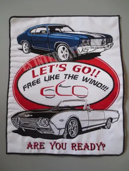 

11.6 inches Cars large Embroidery Patches for Jacket Back Vest Motorcycle Club Biker MC Sew on LET'S GO! FREE LIKE THE WIND!