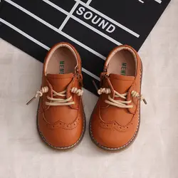 Новинка 2019 года; Осенняя детская обувь для мальчиков и девочек; тонкие туфли в стиле ретро; детская обувь с мягкой подошвой