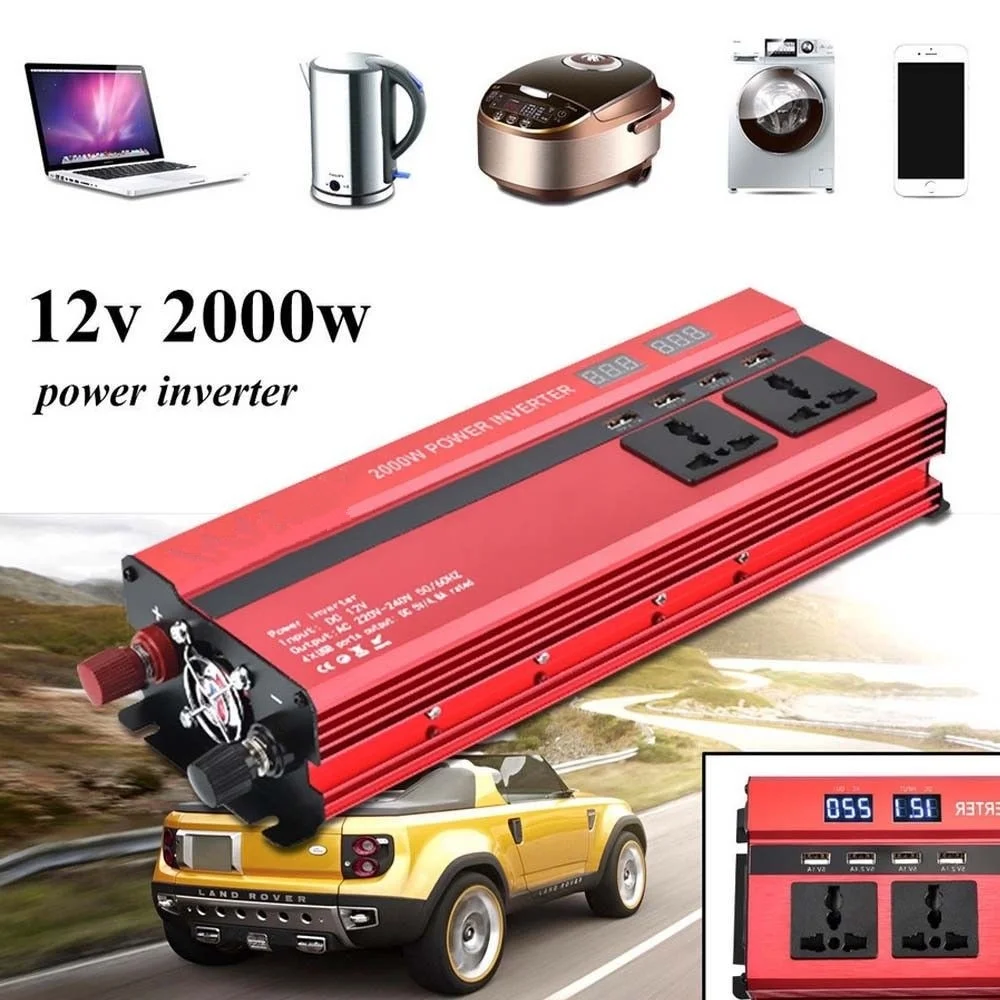 

Solar Power Inverter 5000W Sine Wave Car Inverter DC-AC 12V/24V 220V Converter 4 USB Output Port Dual LED Display