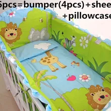 Постельного белья скидка! 6 шт. хлопок новорожденных детские кроватки для мальчиков детской, Включают( бампер+ лист+ наволочка