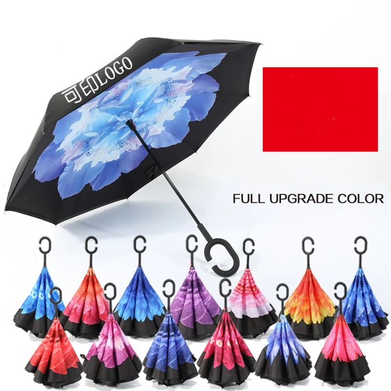 

Ceiourich High Grade Double Layer Car Reverse Umbrellas Women Windproof UV Protection Design Custom Logo Umbrella