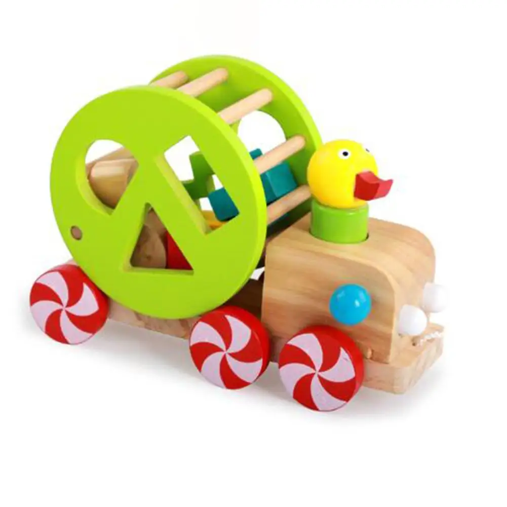 Деревянные игрушки для детей разноцветный утенок на колесах бусины Деревянный пазл, игрушки