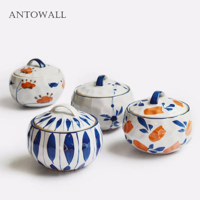 

ANTOWALL Ceramic China Tableware Hand-painted tureen Japanese Style HENGFENG Serving Soup Bowl with Lid