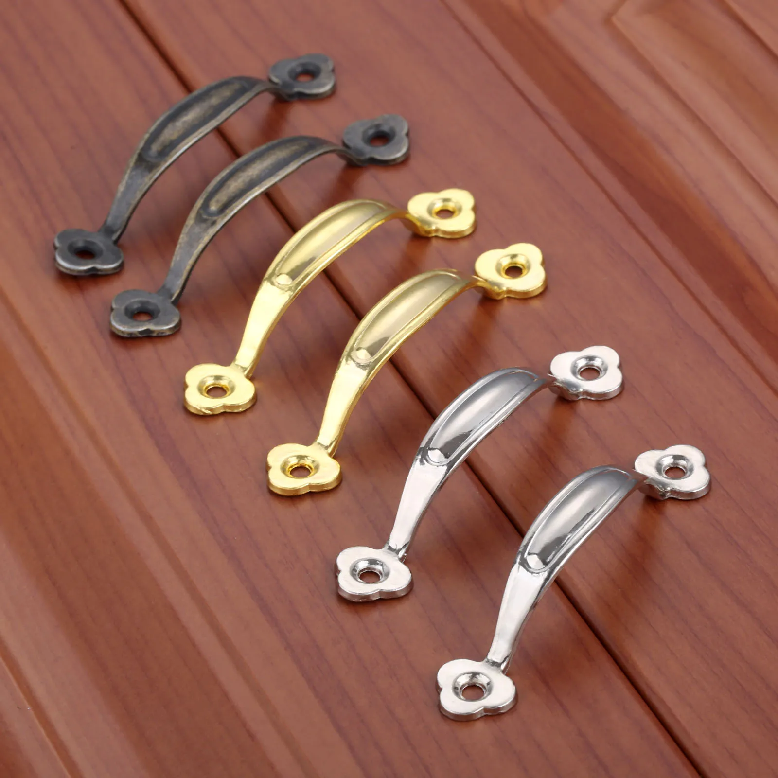 

2Pcs Antique Drawer Handle Pulls Vintage Wooden Box Cabinet,Storage Box Flower Handle 82*15mm Zinc Alloy