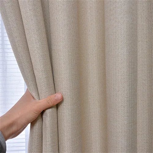 NORNE New Fabric Solid Color Faux Linen Blackout Curtains for Living Room Modern Bedroom Window Curtains Kitchen Curtains Blinds 