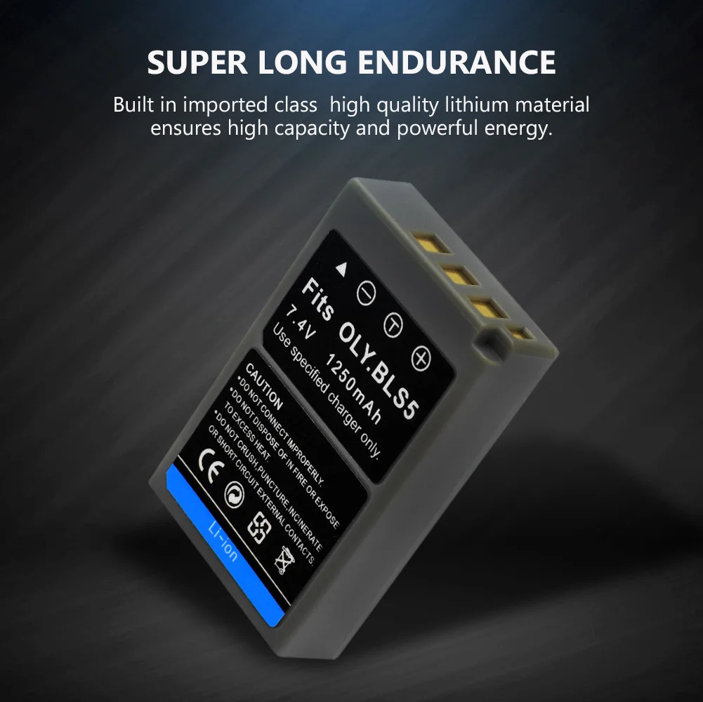 7,4 V 1250 мА/ч, Перезаряжаемые декодировать Батарея ручка E-PL2 E-PL5 E-PL6 E620 li-po PS-BLS5 батареи для цифровой камеры Olympus Камера батарея с высокое качество