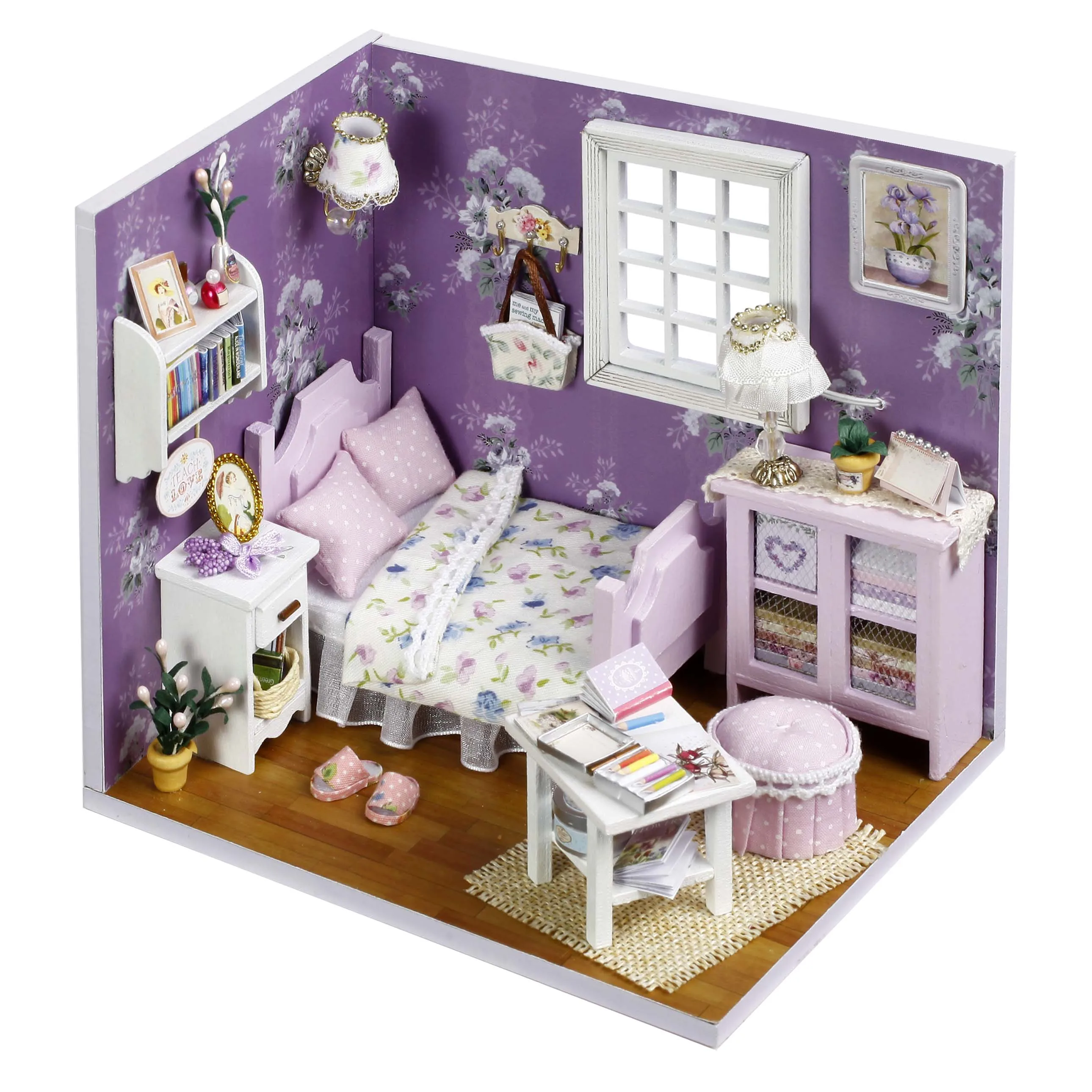 

DIY Model Doll House Casa Miniature Dollhouse with Furnitures LED 3D Wooden House Toys For Children Gift Handmade Crafts H001 #E