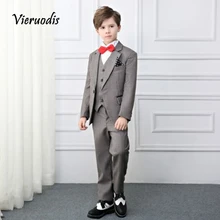 Новые вечерние костюм на выпускной для мальчиков, свадебные смокинги, тонкие детские костюмы из 3 предметов для мальчиков