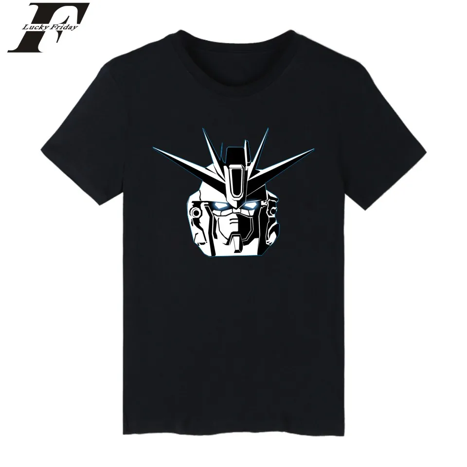 LUCKYFRIDAYF GUNDAM футболки с коротким рукавом японская анимация модель забавная Футболка мужская хлопок классический мультфильм Топ и футболка