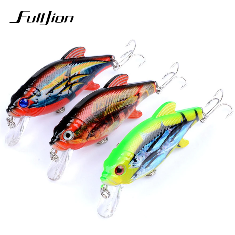 Fulljion cebos duros de plástico Wobblers Pesca Minnow Aritificial Crankbaits señuelos de serie de pintura Pesca 3D los ojos 8 cm 10,9G