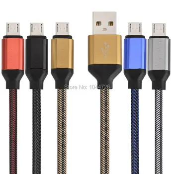 

500pcs/lot 1m 3FT aluminium alloy Braided Fabric micro v8 usb cable Accessory Bundle for samsung s3 s4 s6 s7 note 2 4 for htc lg