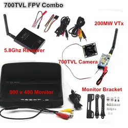 5,8 ГГц FPV Combo Boscam 5,8 г 200 МВт Tx + Recevier RC805 + 800x480 монитор + 700TVL камера + монтажный кронштейн набор