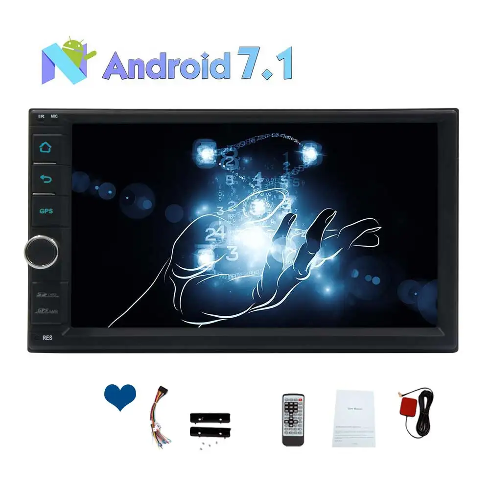 Discount 2 Din Octa Core Android 7.1 GPS Car Stereo Radio Autoradio 32G ROM USB/3G/WIFI/1080P/SWC/Mirror link no-DVD Multimedia Player 3