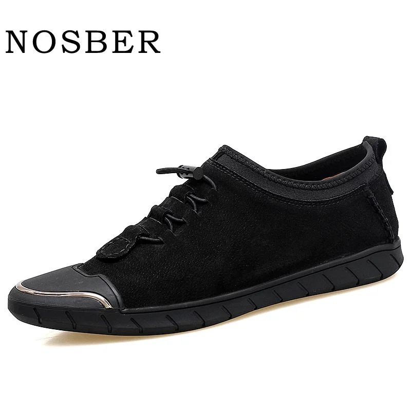

NOSBER Comfortable Casual Shoes Loafers Men Shoes Quality Split Leather Shoes Men Flats Hot Sale Moccasins Shoes