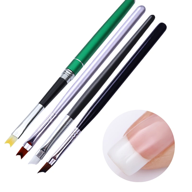 

Acrylic French Nail Brush Smile Half Moon Shape Crystal Black Green Handle UV Gel Liner Painting Drawing Pen Manicure Tools 1Pc