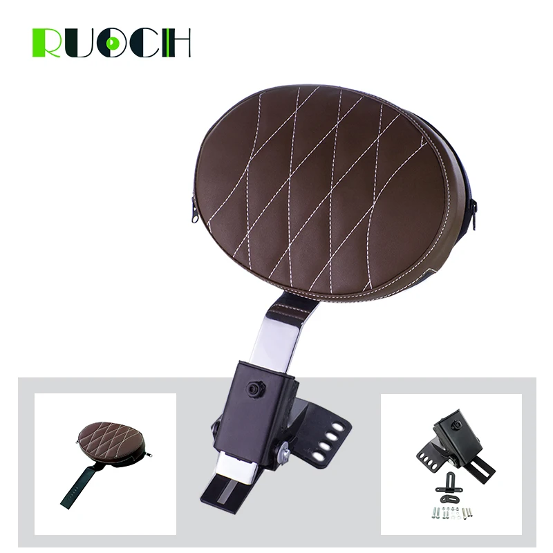 

Brown Motorcycle Driver Backrest Pad Adjustable Plug In Mounting for Harley Touring Electra Road Street Glides 1997-2016