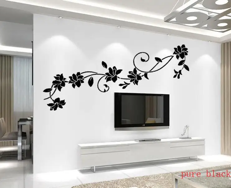 Acrylic 3D wall stickers creative rose flower rattan television living room wall home wall decoration stickers foreign trade