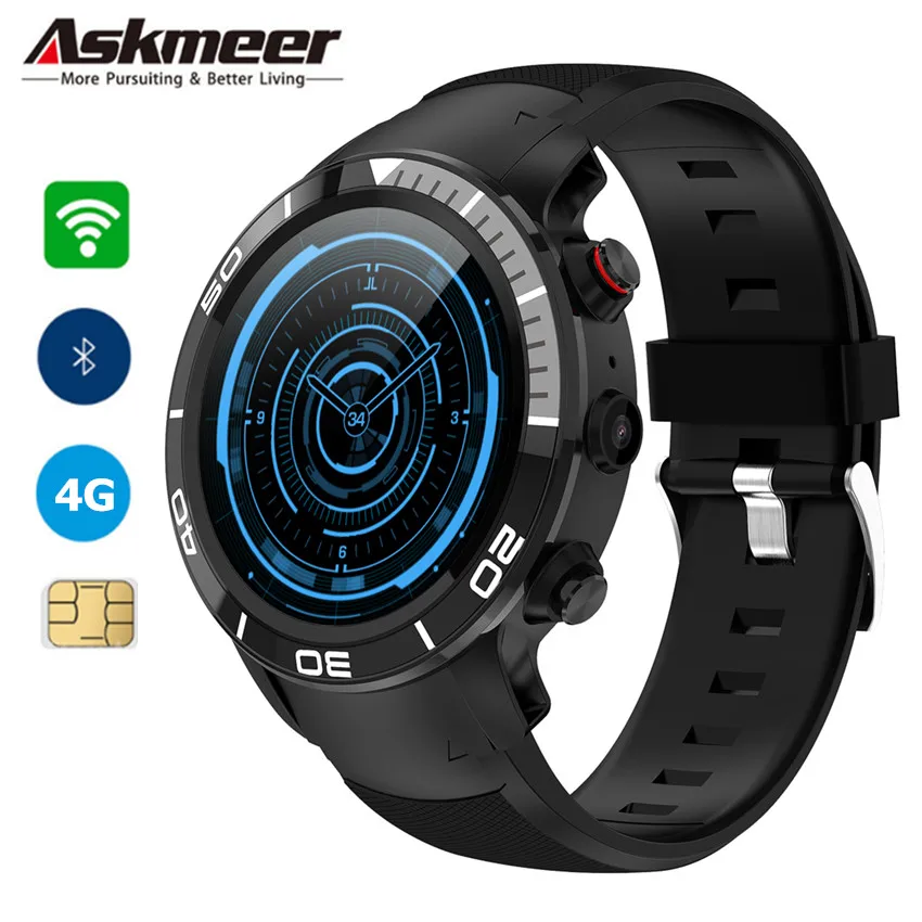 ASKMEER H8 мужские умные часы 4G WIFI GPS спортивные подключаемые к телефону Часы Android 7 1 OS
