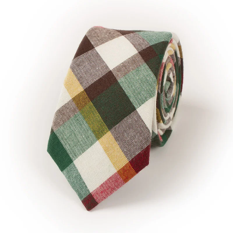 Бренд клетчатые мужские деловые галстуки хлопок для мужчин 6,5 см тощий галстук женский Gravata свадебные подарки