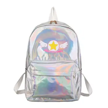 

Japan Anime Sakura cute Laser Backpack Kawaii Holographic Bags Women Girls School bags for women 2018 laptop bags mochila M322