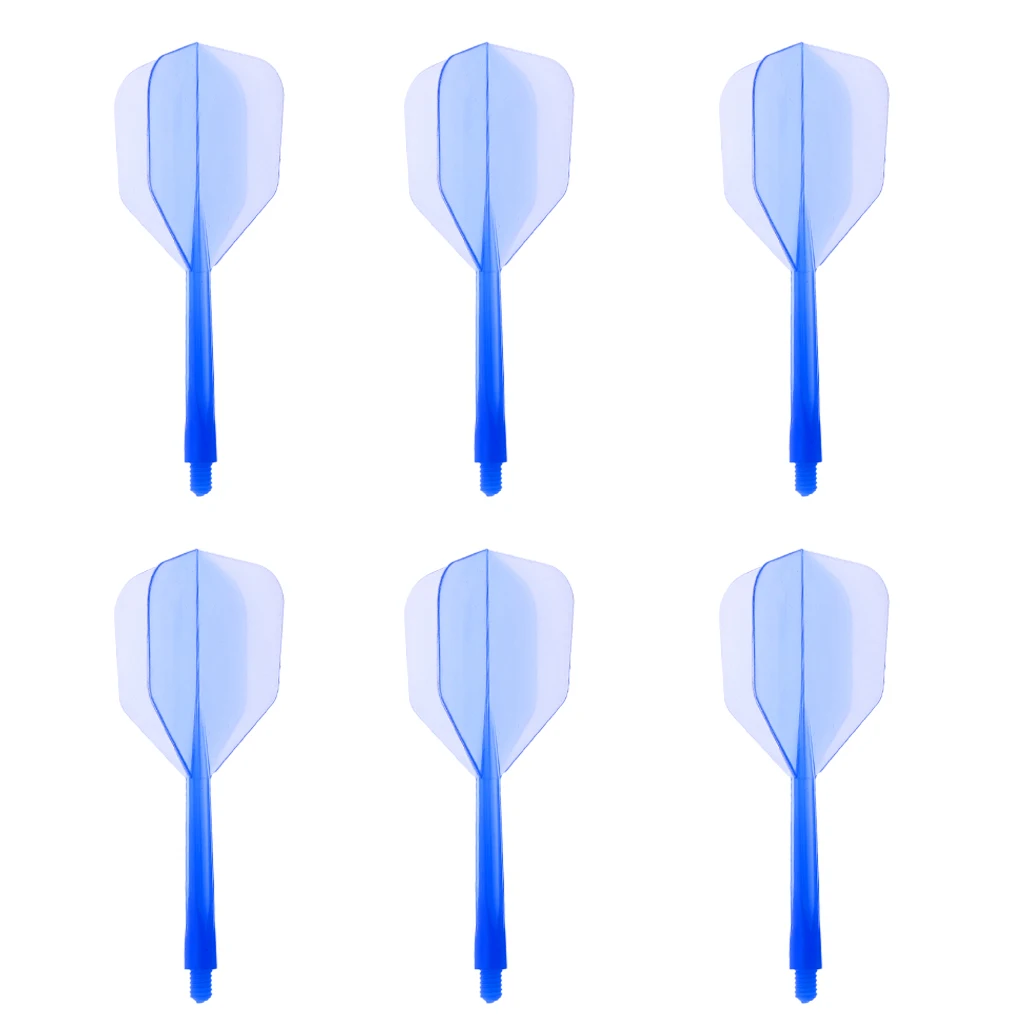 6 Pieces ABS Plastic Transparent 2BA Thread Dart Shafts with Dart Flights Connection