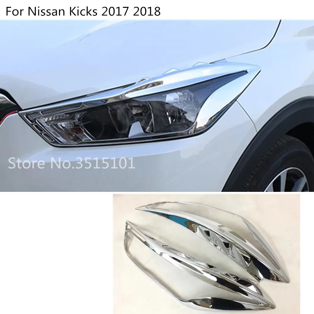 

Car Body Styling Cover Detector ABS Chrome Front Head Light Lamp Trim Frame 2pcs For Nissan Kicks 2017 2018 2019
